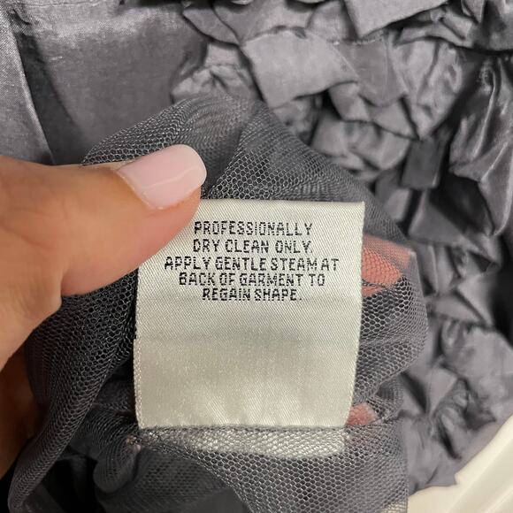 Yoana Baraschi Gray Silk Draped Ruffled Frilly Sleeveless Dress Womens Size 8 - Picture 7 of 7